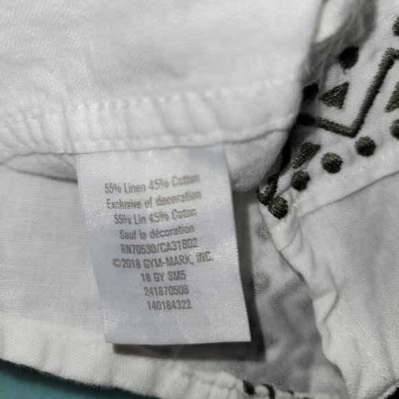 Gymboree Linen Cotton Baby Boys Button Down Embroidered Short Sleeved Shirt 6-12 - Picture 5 of 5